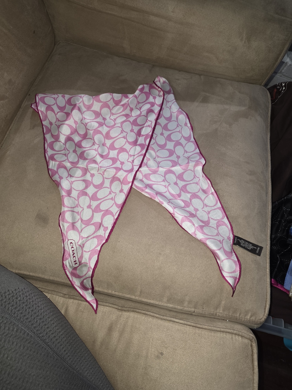 COACH Pink Signature-print Scarf With Deep Pink Trim.